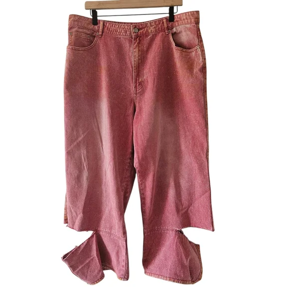 Hanifa Dusty Cedar Aster Acid Distressed Jeans ALTERED - Picture 3 of 13